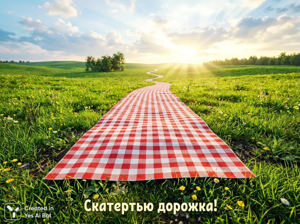 Солнечный путь к горизонту: идеальное место для пикника и вдохновения. Нейронная сеть Nano Banana