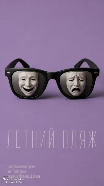 Театральная абсурдность: маски смеха и слез в летнем свете. Изображение из нейросети Sora images Ai