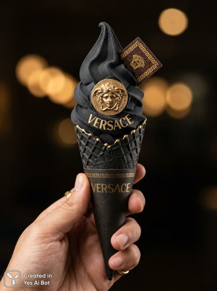 Роскошное мороженое: Versace стиль и безупречная детализация. Генерация из нейросети Nano-Banana