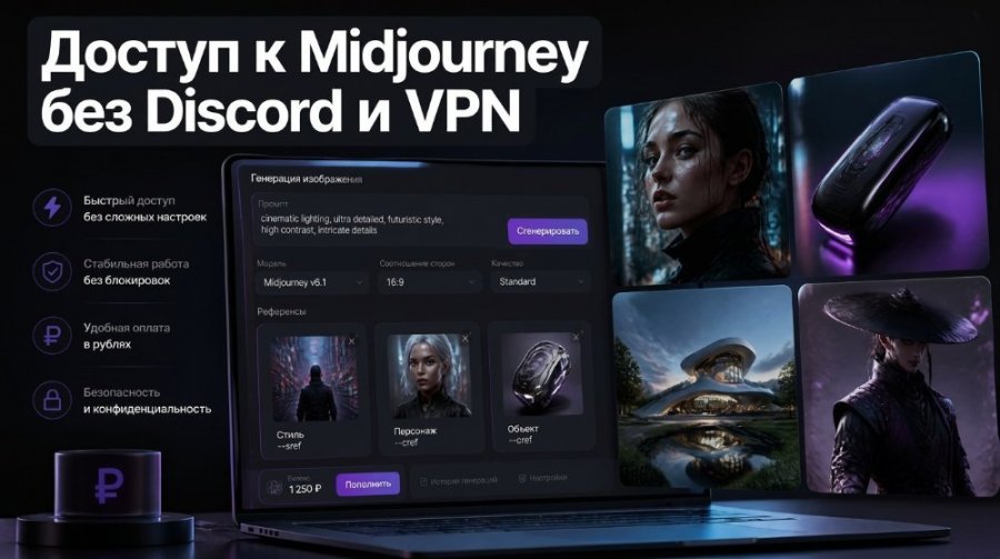 Midjourney без Discord и VPN: генерация изображений через Yes AI 2.0