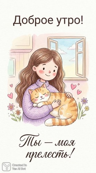 Утро с котиком и нежностью души, в пастельных тонах. Генерация из нейронной сети NanoBanana