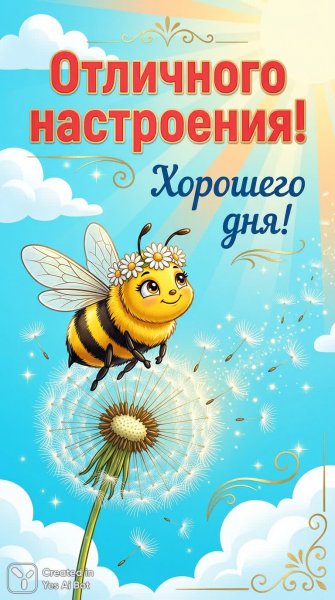 Солнечное настроение и пчелка с подсолнухом. Картинка из нейронной сети NanoBanana