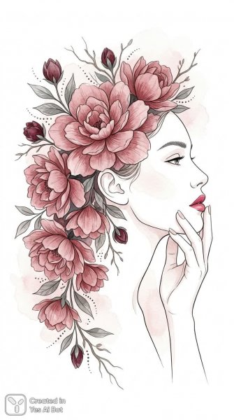 Нежная элегантность: ботанический портрет в акварельной дымке. Картинка из нейросети Nano-Banana