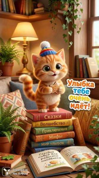 Рыжий котенок и звездное печенье: уютная сказка в ярких красках. Нейросеть NanoBanana