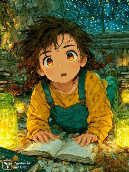 Волшебная ночь в уютном чердаке с феями и книгами. Картинка из нейросети Миджорни