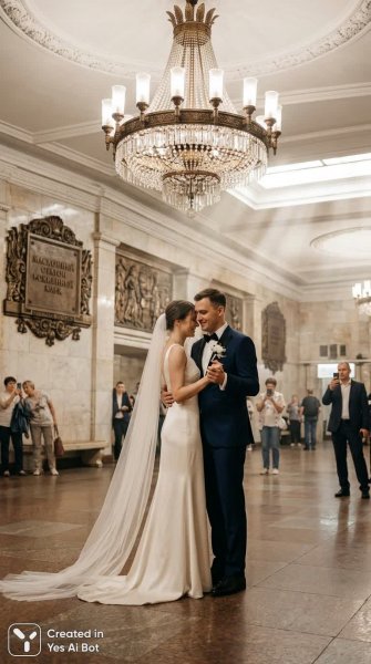 Свадебная элегия в московском метро: романтика и роскошь. Генерация из нейросети Нано Банана