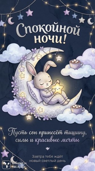 Сказка на ночь: кролик под луной и звездным светом. Нейросеть Nano-Banana