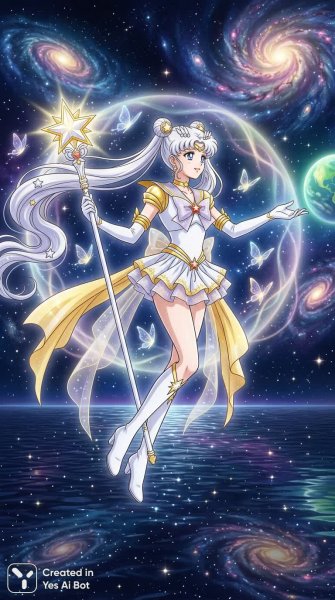 Космическая защита: Бесконечная надежда и могущество Sailor Cosmos. Генерация из нейросети Nano Banana