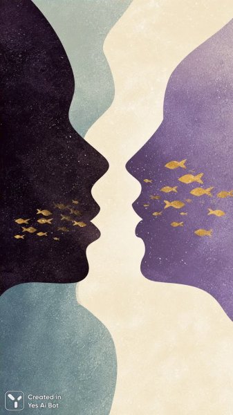 Встреча теней: лаванда и золото в минималистичном сюрреализме. Генерация из нейронной сети Midjourney