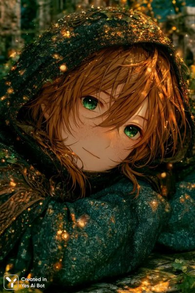 Таинственный юноша в волшебном лесу: иллюстрация для фэнтези RPG. Нейросеть Midjourney