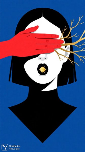 Сюрреалистичный портрет: Рука, солнце и синева. Нейросеть Qwen Images