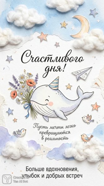 Нежная сказка о ките: мечты, звезды и волшебный день. Нейронная сеть Nano-Banana