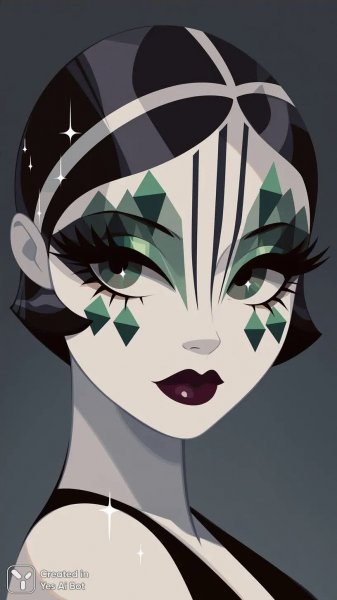 Геометрия Art Deco: завораживающий макияж в черно-белом стиле. Генерация из нейронной сети Миджорни