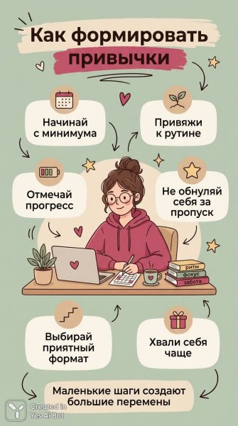 Формирование полезных привычек для гармонии и продуктивности в повседневной жизни. Нейросеть Nano-Banana