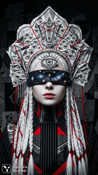 Этнофутуристический портрет: нежная красота и космическая загадка. Генерация из нейронной сети NanoBanana