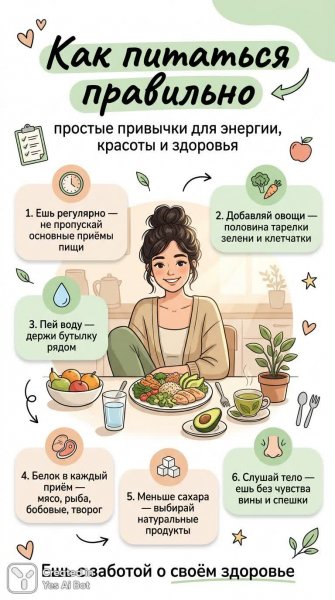 Здоровое питание для женщин: простые советы и рецепты красоты и энергии. Изображение из нейронной сети Nano Banana