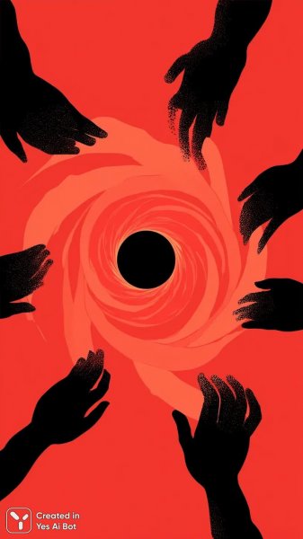 Спираль рук и взгляд: сюрреалистичная векторная иллюстрация в стиле оп-арт. Нейронная сеть Midjourney
