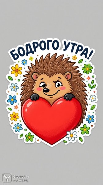 Ёжик в объятиях любви и розыгрыша с бодрым утром!. Изображение из нейронной сети Нано Банана