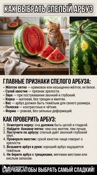 Как выбрать идеальный арбуз: признаки и секреты выбора спелого плода для вкусного лета!. Картинка из нейросети NanoBanana