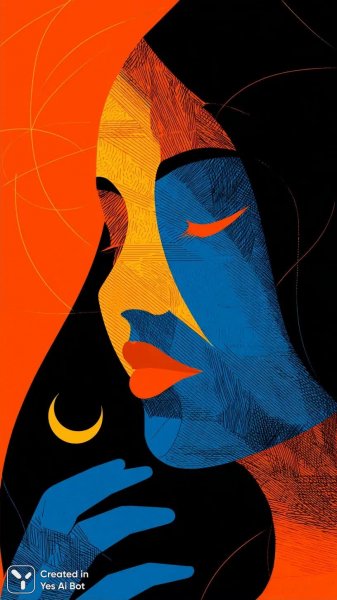 Лицо в осколках: сюрреалистичная геометрия и лунный свет. Нейронная сеть Midjourney