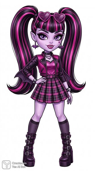 Вампирша в стиле Monster High: Готическая мода и яркий образ. Генерация из нейронной сети NanoBanana