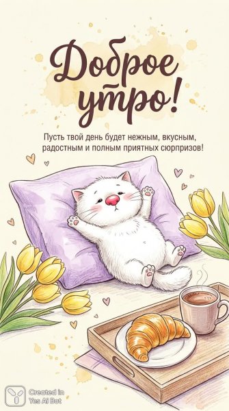 Милый котенок и утреннее настроение. Нейронная сеть Nano Banana