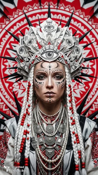 Этно-футуристический портрет славянской девушки: завораживающая красота и авангард. Генерация из нейросети Нано Банана