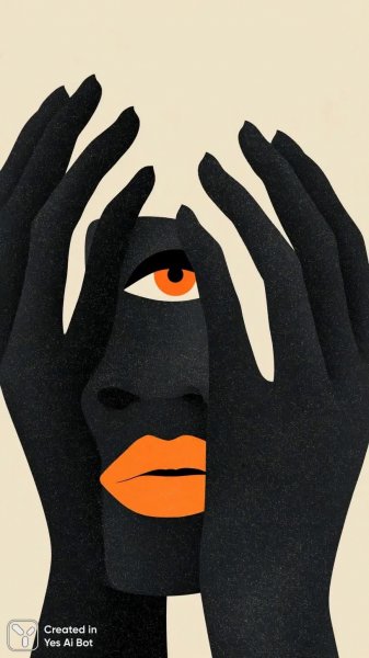 Лицо из рук: сюрреалистичная иллюстрация в стиле минимализм. Картинка из нейросети Midjourney