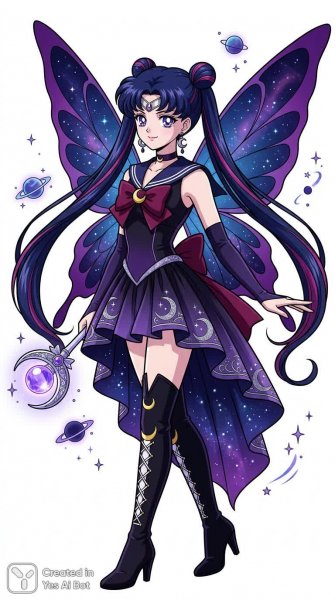 Тёмная фея: Магия Sailor Moon и звездные крылья. Картинка из нейронной сети Нано Банана