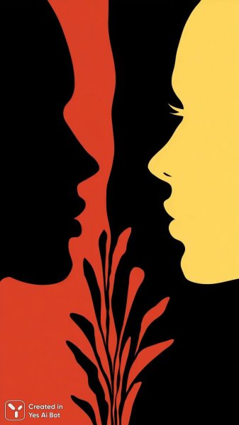 Черно-желтый дуэт: отражение и танец теней в минималистичном стиле. Нейронная сеть Миджорни