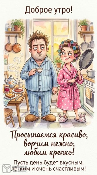 Смешное утро в уютном семейном кругу. Картинка из нейронной сети NanoBanana