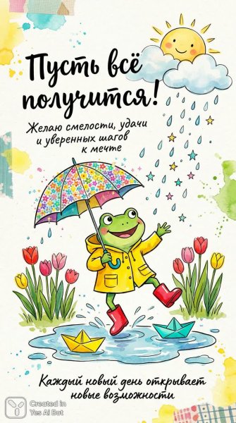 Весеннее настроение: смелость, удача и новые горизонты к мечте. Генерация из нейронной сети Nano Banana