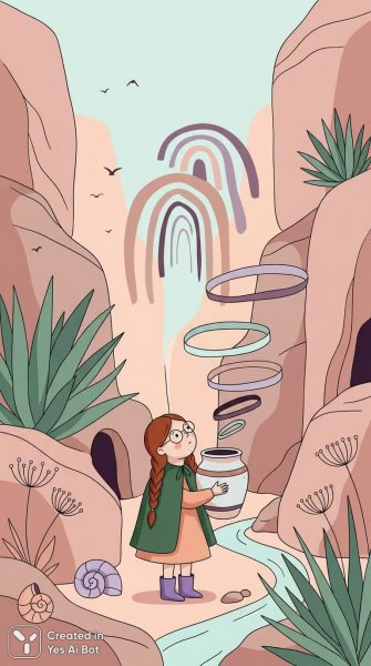Девочка в ущелье: Эхо природы и детской мечты. Генерация из нейросети Nano Banana