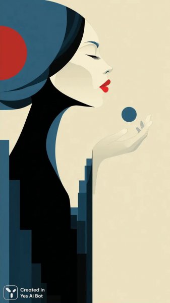 Женщина и лестница: сюрреалистичный портрет в стиле модерн. Изображение из нейронной сети Midjourney