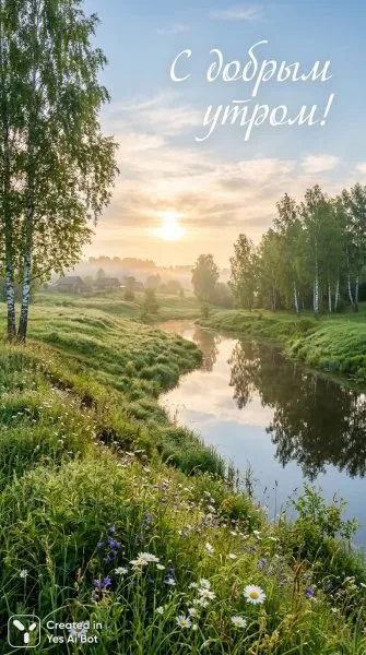 Утренний пейзаж в сердце России: тишина и красота природы. Картинка из нейронной сети Nano-Banana