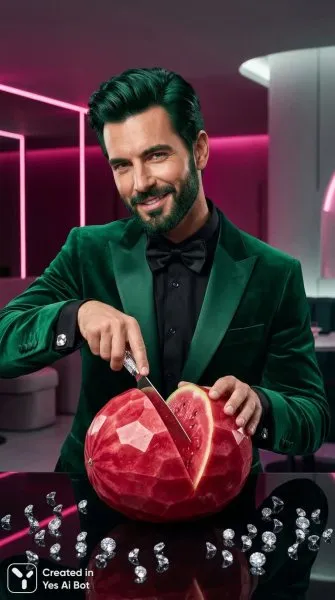 Волшебство вкуса: фотосъемка высокой моды с изумрудным акцентом. Изображение из нейронной сети Нано Банана