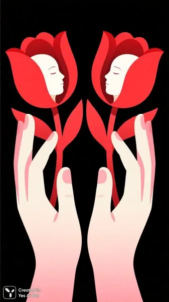 Цветущие руки: сюрреалистичная трансформация в вечном цвете. Картинка из нейронной сети Qwen images Ai