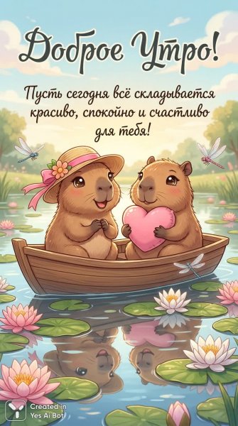 Капучино на лодке: утреннее настроение в стиле аниме. Генерация из нейронной сети Nano-Banana