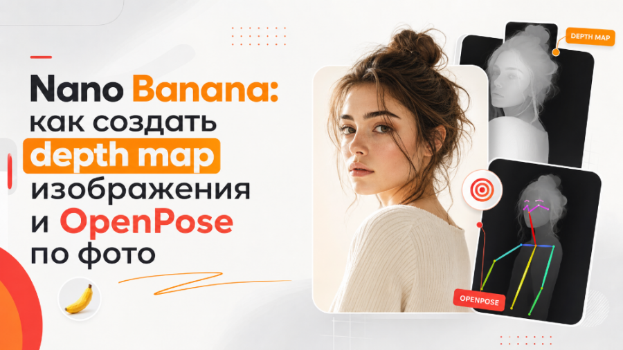 Nano Banana: как создать depth map изображения и OpenPose по фото