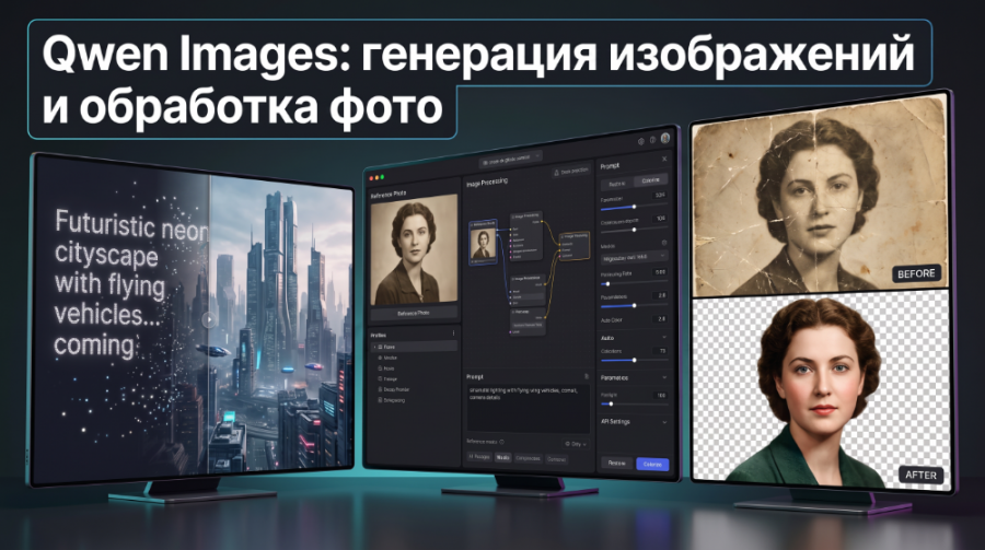 Нейросеть Qwen Images: генерация изображений по промпту и референсу, удаление фона и реставрация фото