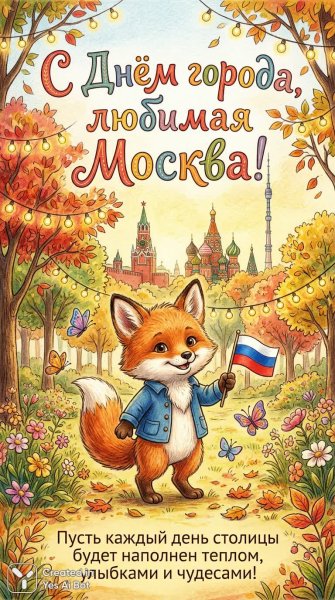Лиловый сентябрь в сердце Москвы: сказка для любимого города. Нейросеть Nano Banana