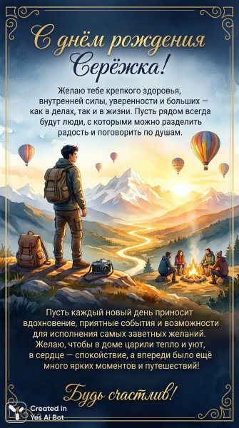 Поздравление на день рождения: вдохновение, сила и новые горизонты!. Генерация из нейросети Nano Banana
