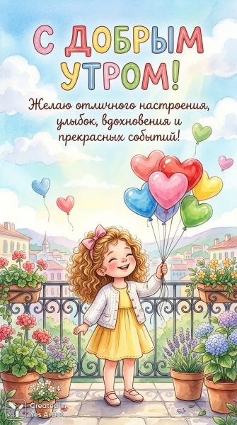 Радость утра: воздушные сердца и нежные пожелания для самых близких людей. Нейросеть Nano-Banana