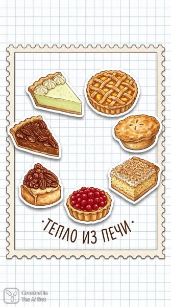 Вкусные пирожные в винтажном стиле: аппетитное украшение для ваших заметок и творчества. Генерация из нейронной сети Nano Banana