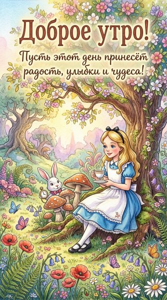Утро в Стране Чудес: Волшебство добра и нежности для тебя!. Картинка из нейросети NanoBanana