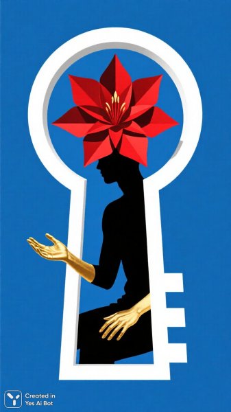 Ключ к человеческой душе: сюрреалистичная композиция в минимализме. Картинка из нейросети Qwen Images