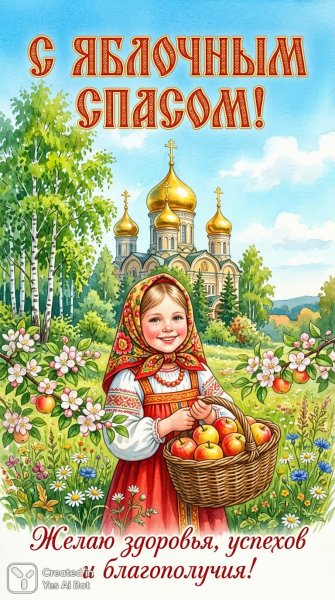 Яблочный Спас: Традиционное Благословение и Урожайная Радость. Генерация из нейросети Нано Банана