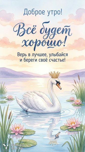 Утро на озере: нежность, надежда и красота природы в акварели. Нейросеть NanoBanana