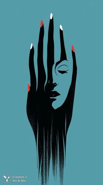 Черная рука-цветок: абстрактные лица в минималистичном графическом стиле. Нейронная сеть Миджорни