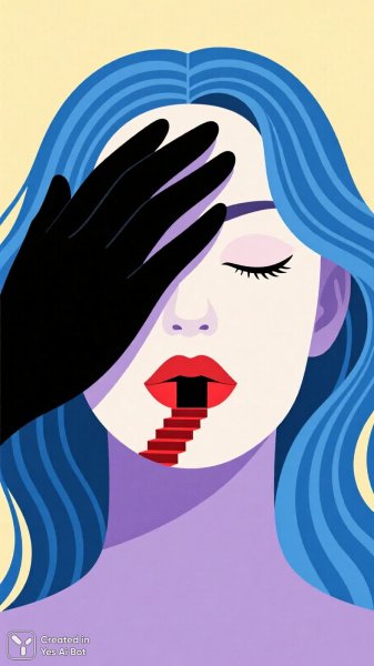 Загадочный портрет: Тень руки и лестница на губах. Генерация из нейронной сети Qwen